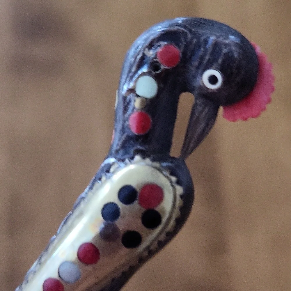 Vintage Haddad Jezzine Carved Phoenix Bird Handle Spoon
